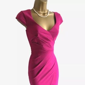 Lipsy Bodycon Wrap Bodycon Dress 12 Party Occasion Wedding Pink Fuchsia Wiggle